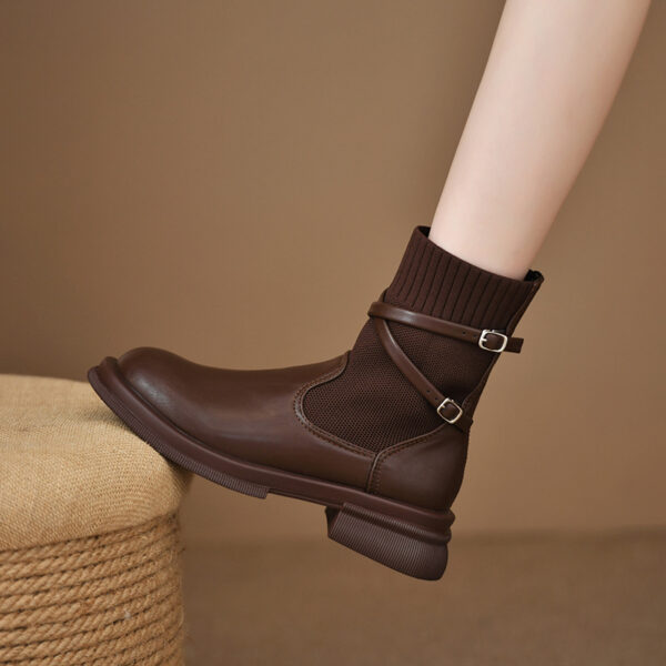 Retro Platform Knitted Martin Boots For Women - Image 8