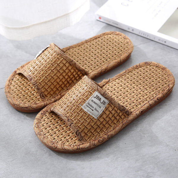 Soft Bottom Couple Straw Mat Slippers - Image 3