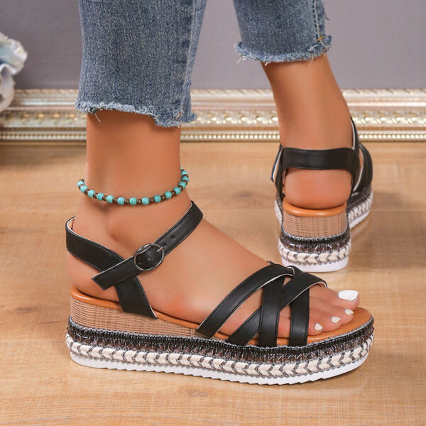 Women's Summer Cross-strap Sandals With Back Buckle - Image 3