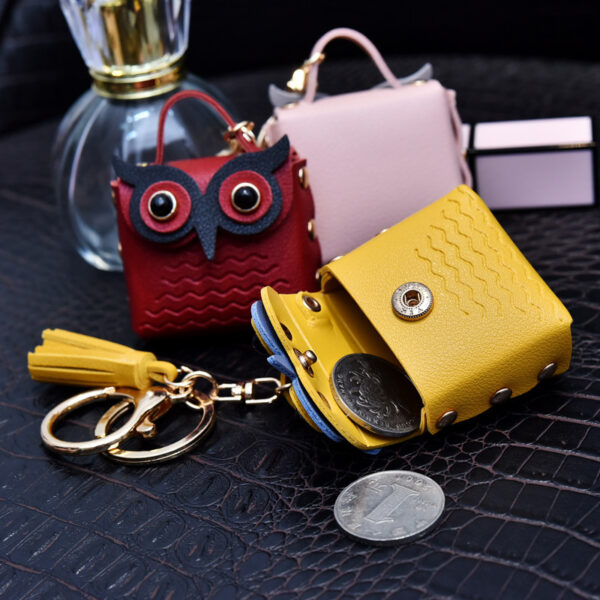 Cute Owl Leather Coin Purse Keychain - Image 2