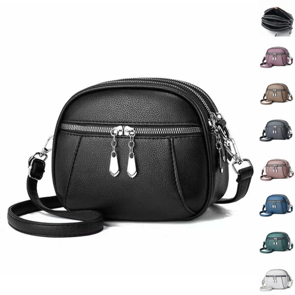 Women's Solid Color Small Round Multi-pocket Large Capacity Shoulder/Crossbody Bag