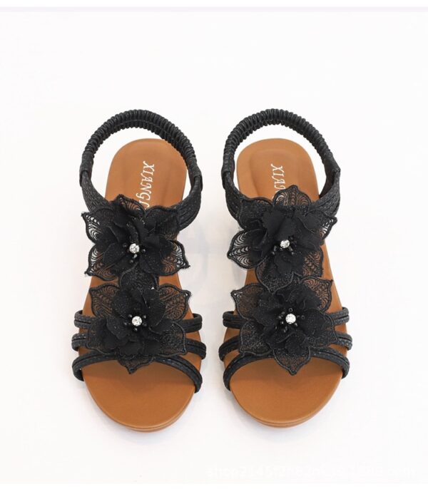 Wedge Roman Bohemian Retro Flower Vacation Sandals - Image 9