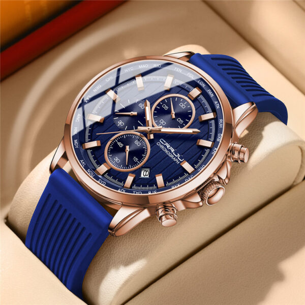 Men's Silicone Strap Six-pin Casual Watch