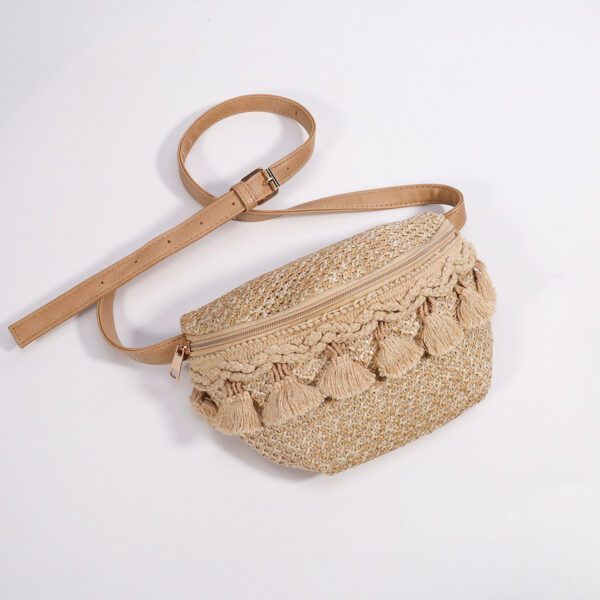 Small Straw Woven Crossbody Mini Chest Bag - Image 4