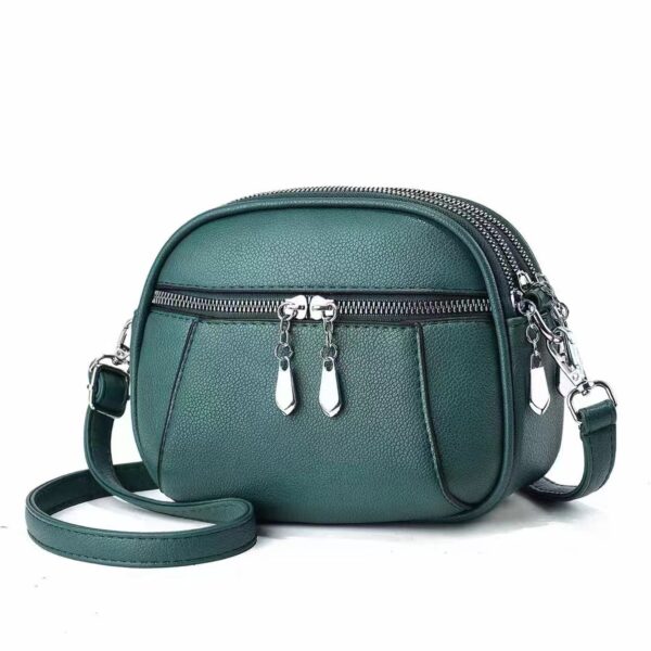 Women's Solid Color Small Round Multi-pocket Large Capacity Shoulder/Crossbody Bag - Image 9