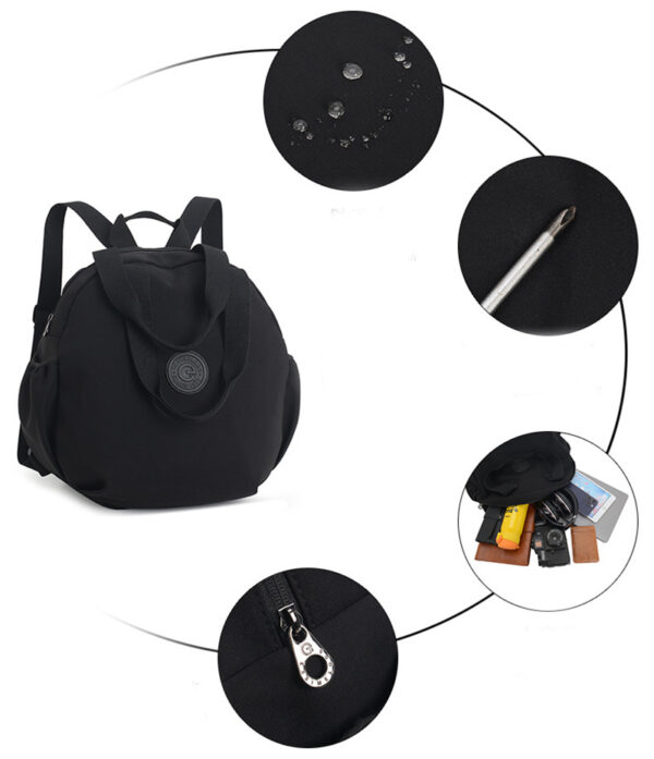 Women's Black And Round Large Capacity Multifunctional Backpack|Shoulder Bag|Handbag - Image 4