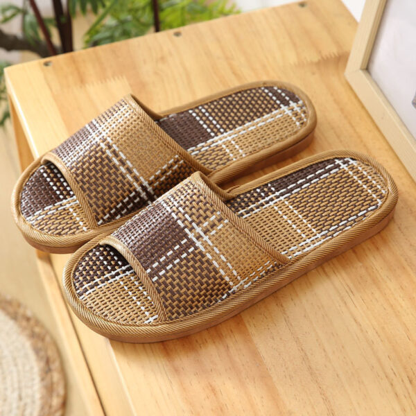 Soft Bottom Couple Straw Mat Slippers - Image 6