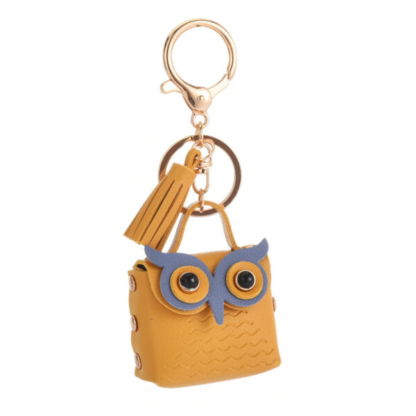 Cute Owl Leather Coin Purse Keychain - Image 5