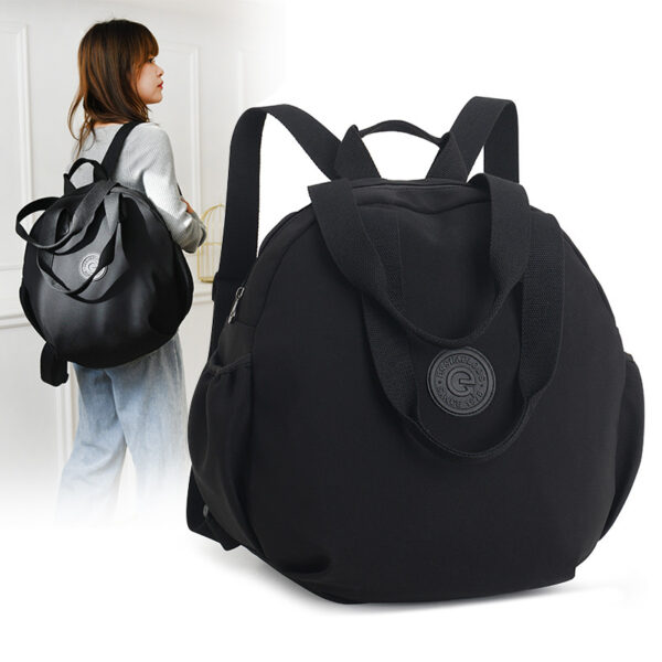 Women's Black And Round Large Capacity Multifunctional Backpack|Shoulder Bag|Handbag - Image 8