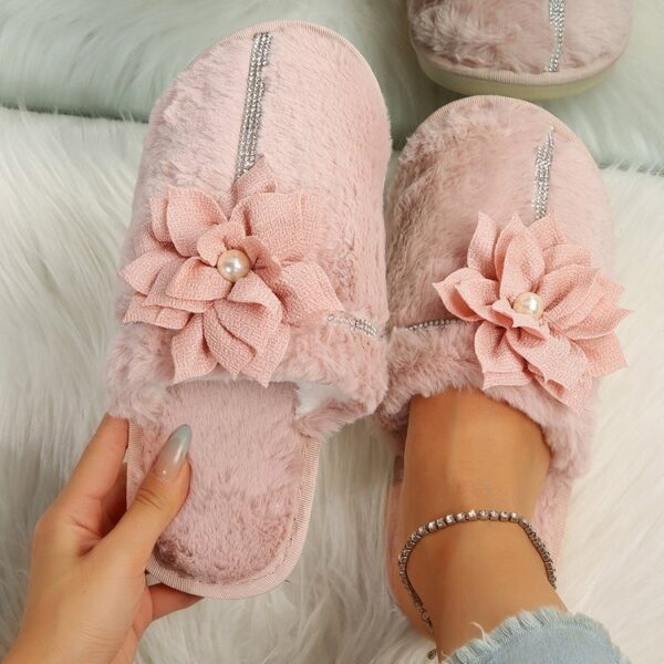 Women's Warm Flower Cotton Slippers - Image 3