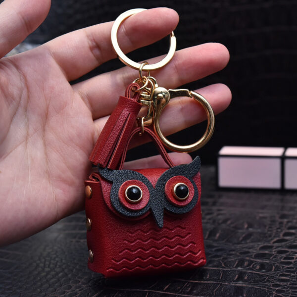 Cute Owl Leather Coin Purse Keychain - Image 6