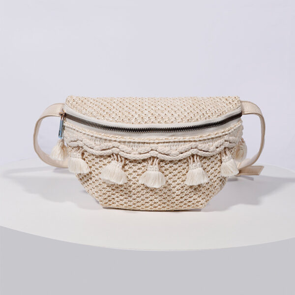 Small Straw Woven Crossbody Mini Chest Bag - Image 3