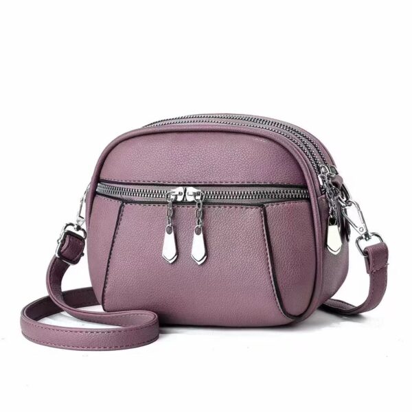 Women's Solid Color Small Round Multi-pocket Large Capacity Shoulder/Crossbody Bag - Image 8