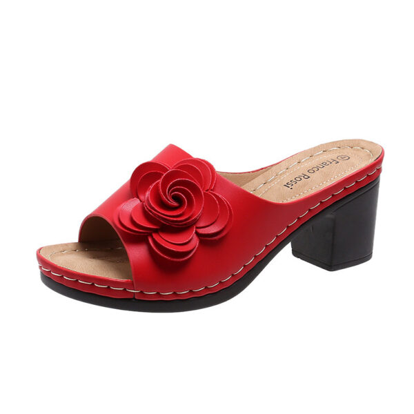 Women's Wedge Flower Solid Color Sandals - Image 6