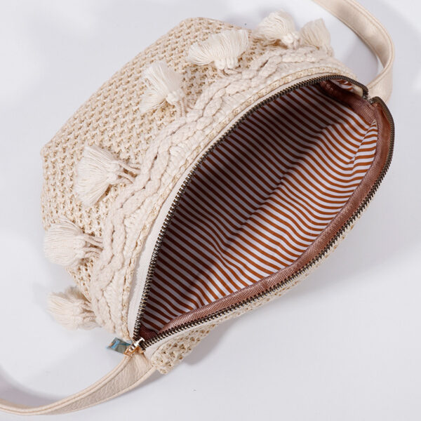 Small Straw Woven Crossbody Mini Chest Bag - Image 2