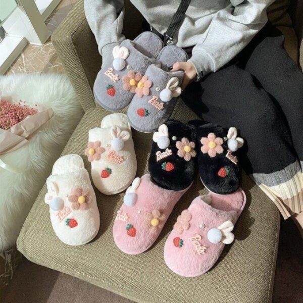 Women's Winter Non Slip Cute Warm Plush Cotton Slippers - Image 2