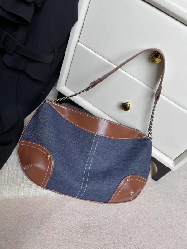 Denim Dumpling Shape Underarm Bag - Image 4