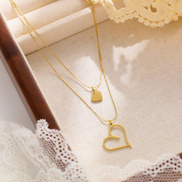 Stainless Steel Simple Clavicle Chain Golden Heart - Image 3