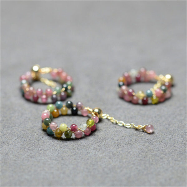 Natural Tourmaline Small Crystal Beads Ring - Image 4