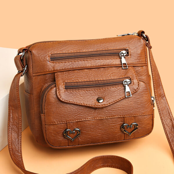 Soft Leather Multi-Pocket Large Capacity Shoulder Bag - Image 2