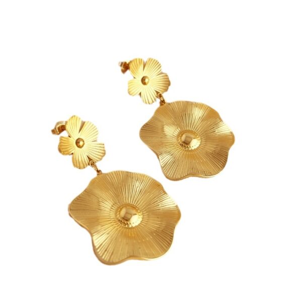 Stainless Flower Line Earrings - Image 5