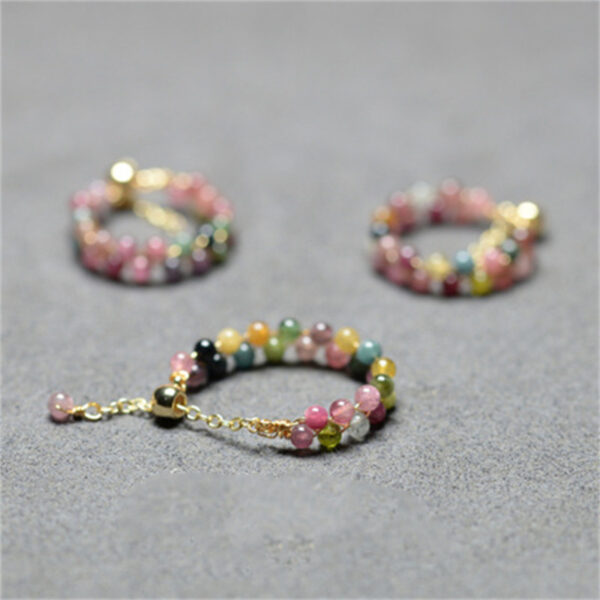 Natural Tourmaline Small Crystal Beads Ring - Image 6