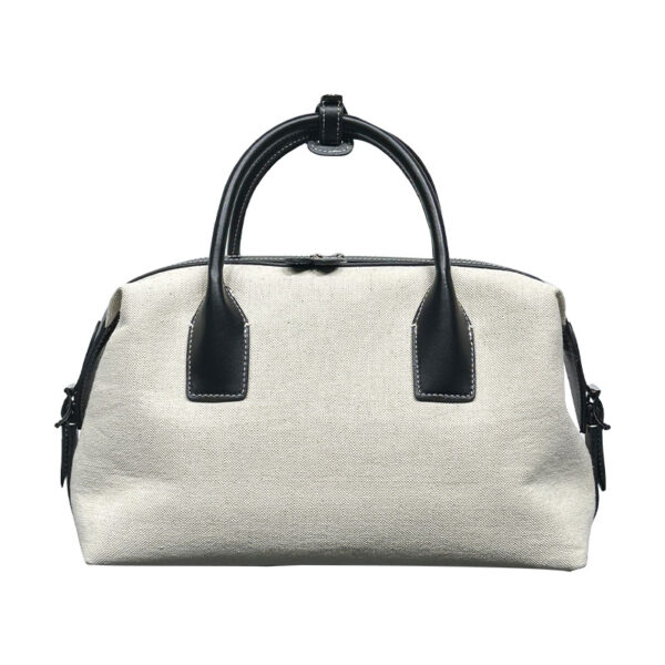 Luxury Linen Contrast Color Leather Casual HandBag - Image 5