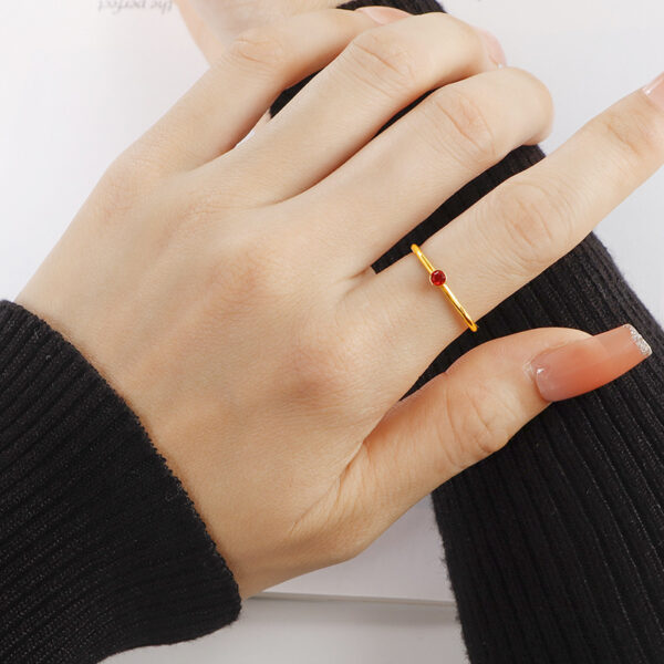 Simple Zircon Titanium Steel Ring - Image 5