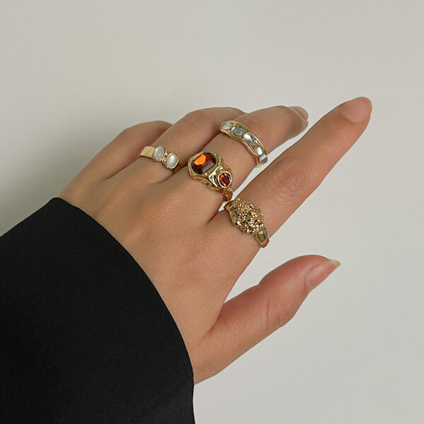 Trendy Retro Geometry Ring Set - Image 6