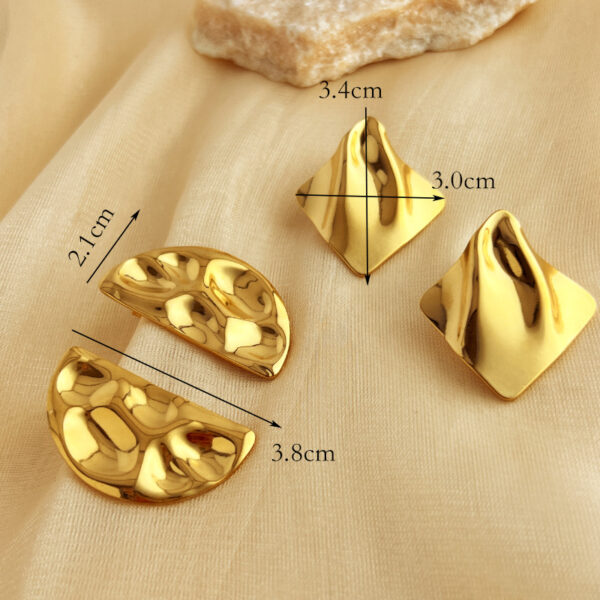 Exaggerated 18K Gold Stainless Steel Concave-Convex Earrings - Image 4