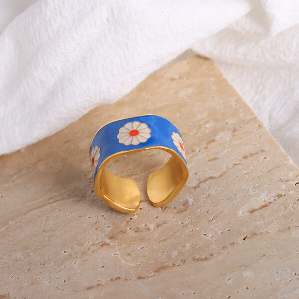 18K Gold Adjustable Flower Ring