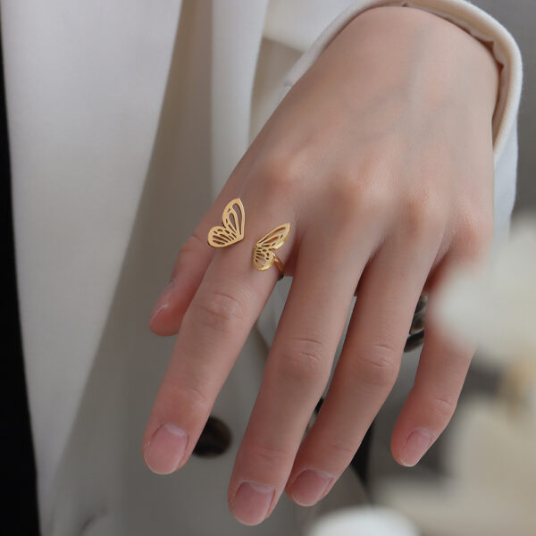 Normcore Style Hollow Butterfly Ring - Image 4