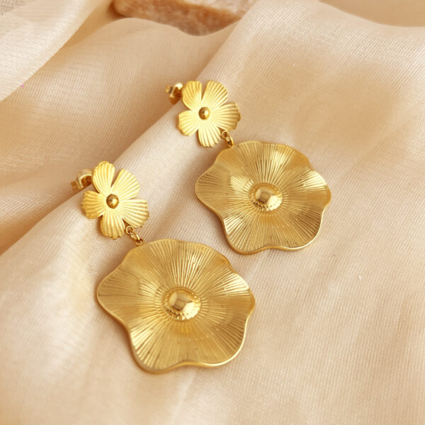 Stainless Flower Line Earrings - Image 2