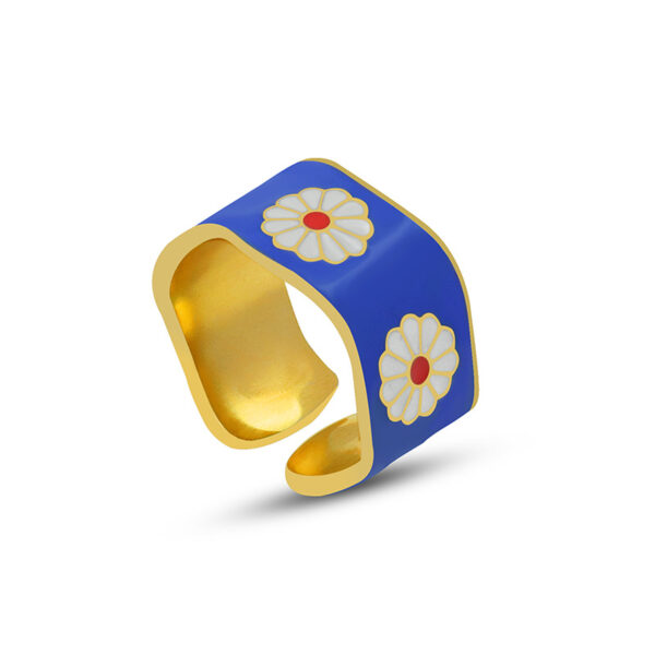 18K Gold Adjustable Flower Ring - Image 3