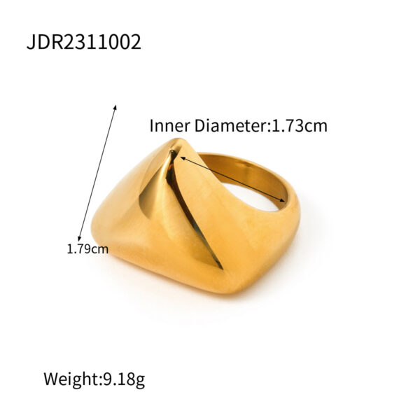 18K Gold Stainless Steel Glossy Irregular Triangle Ring - Image 5