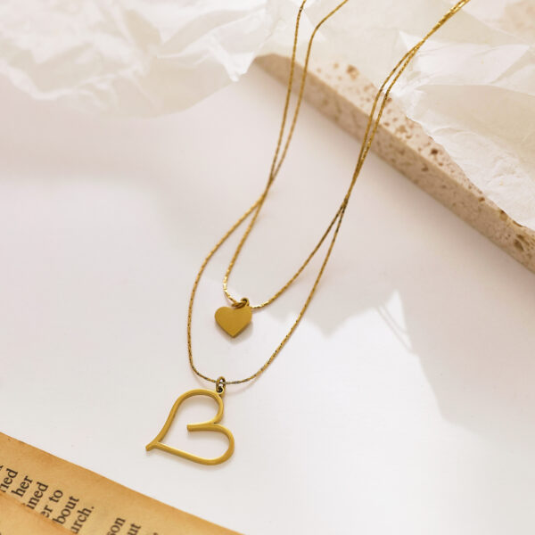 Stainless Steel Simple Clavicle Chain Golden Heart - Image 4