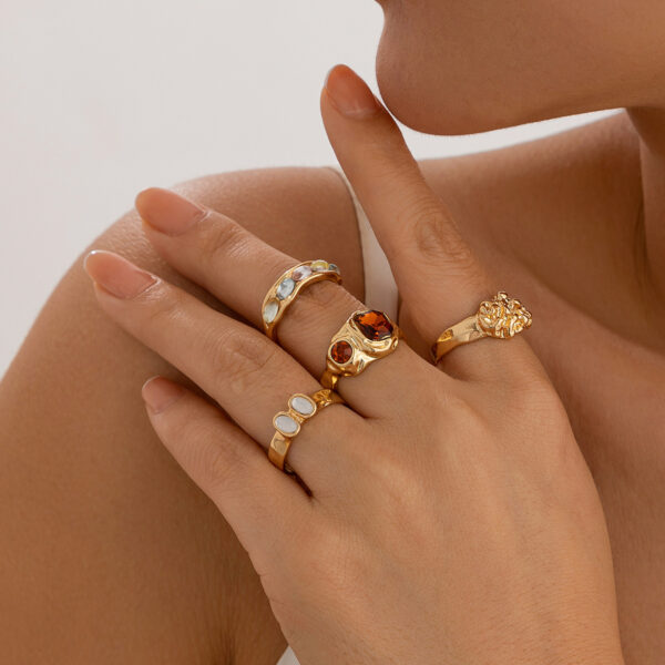 Trendy Retro Geometry Ring Set