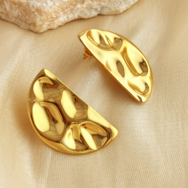 Exaggerated 18K Gold Stainless Steel Concave-Convex Earrings - Image 6