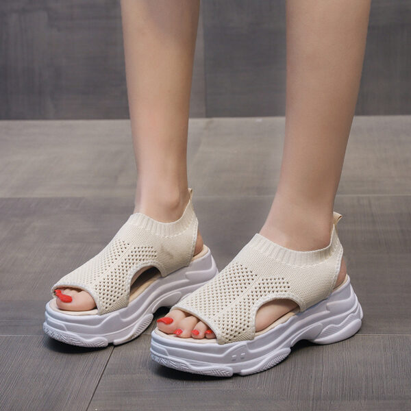 Thick-soled Leg-shaping Knitted Comfortable Sandals - Image 2