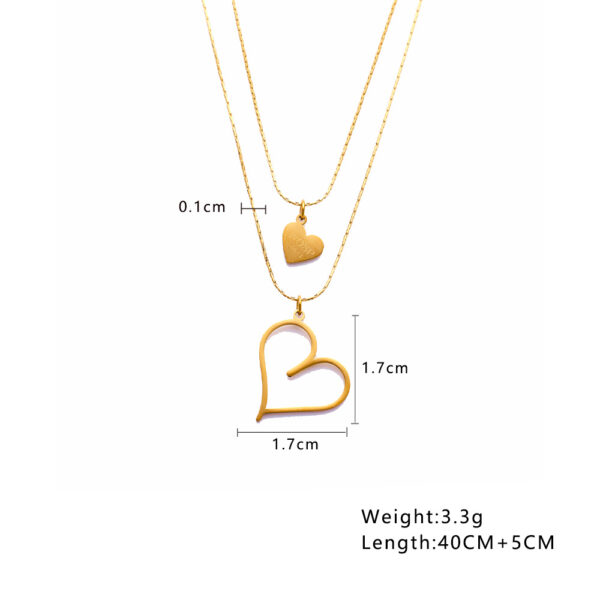 Stainless Steel Simple Clavicle Chain Golden Heart - Image 6