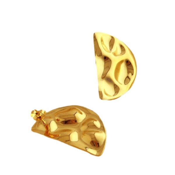 Exaggerated 18K Gold Stainless Steel Concave-Convex Earrings - Image 5