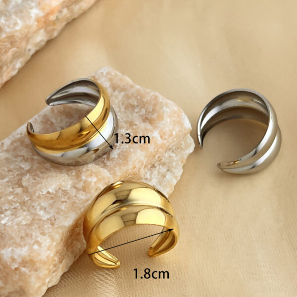 Fashion Stainless Steel Geometric Wide Hollow Ring - Image 3