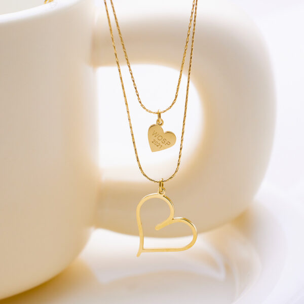 Stainless Steel Simple Clavicle Chain Golden Heart - Image 2