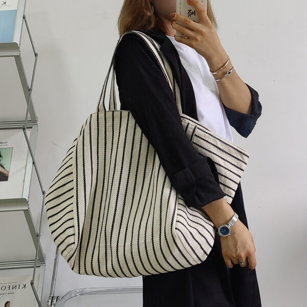 Women's Ins Shoulder Large Capacity Idle Style Striped Shoulder Bag