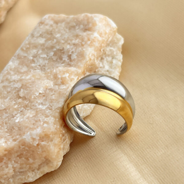 Fashion Stainless Steel Geometric Wide Hollow Ring - Image 7