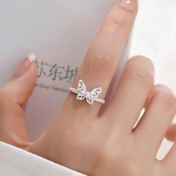 Stylish Adjustable Butterfly Ring - Image 2