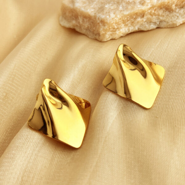 Exaggerated 18K Gold Stainless Steel Concave-Convex Earrings - Image 7