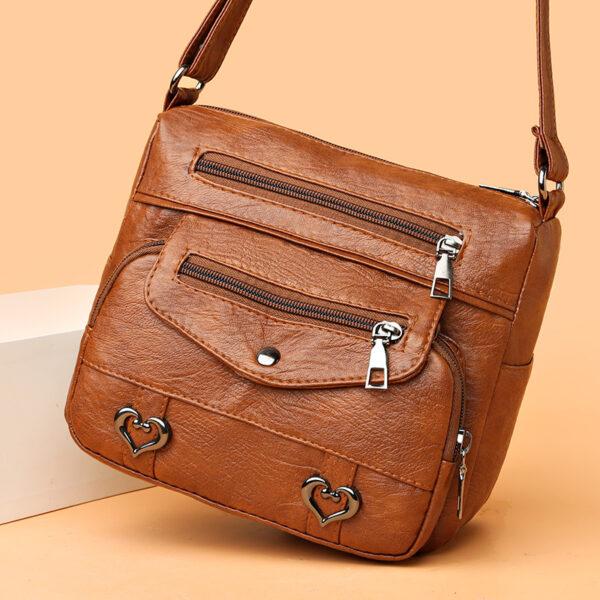 Soft Leather Multi-Pocket Large Capacity Shoulder Bag - Image 3