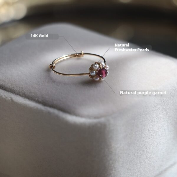 DIY Natural Pearl Hand-woven Flower Ring - Image 2