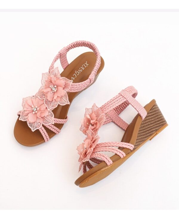 Wedge Roman Bohemian Retro Flower Vacation Sandals - Image 7